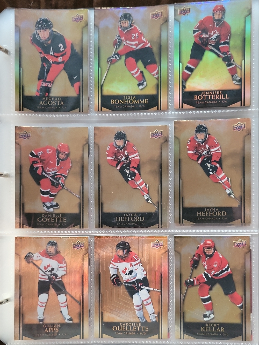 Women's Hockey Trading Card Binder Pages - Red Team Canada Cards